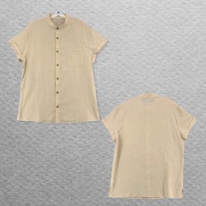 Fishpond Button Up Short Sleeve Cream Cotton Flax Short Sleeve Shirt Mens Large